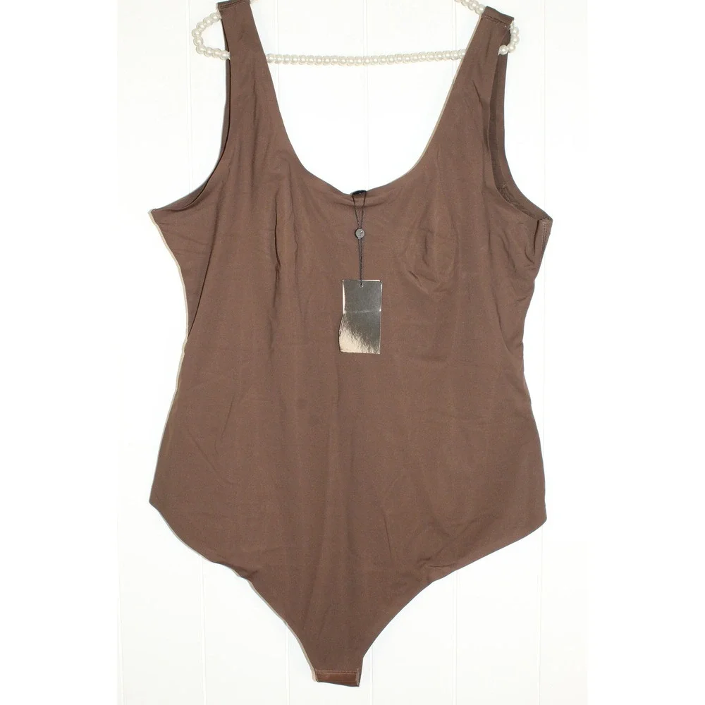 Pinsy‎ Bonded Scoop Tank Shapesuit in Chocolate Brown NWT Size 3X